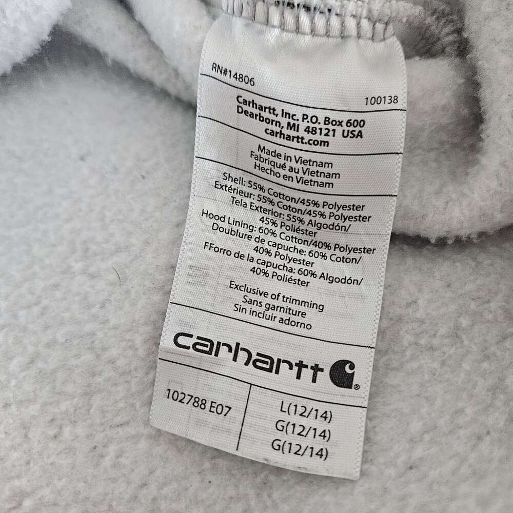 Carhartt Hoodie Womens L 11-14 Grey Clarksburg Full Zip Sweatshirt Pullover - Picture 8 of 9